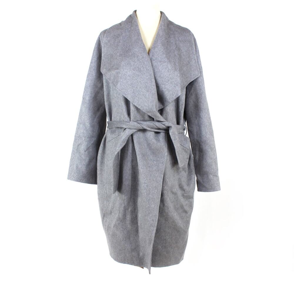 Colombo Cashmere Belted Coat Barneys Grey Oversized Shawl Collar Lapel NEW Sz L